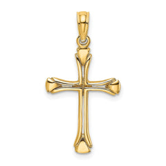 14K Real Solid Yellow Gold High Polished Unisex Cross Pendant,1 x 0.5 inches