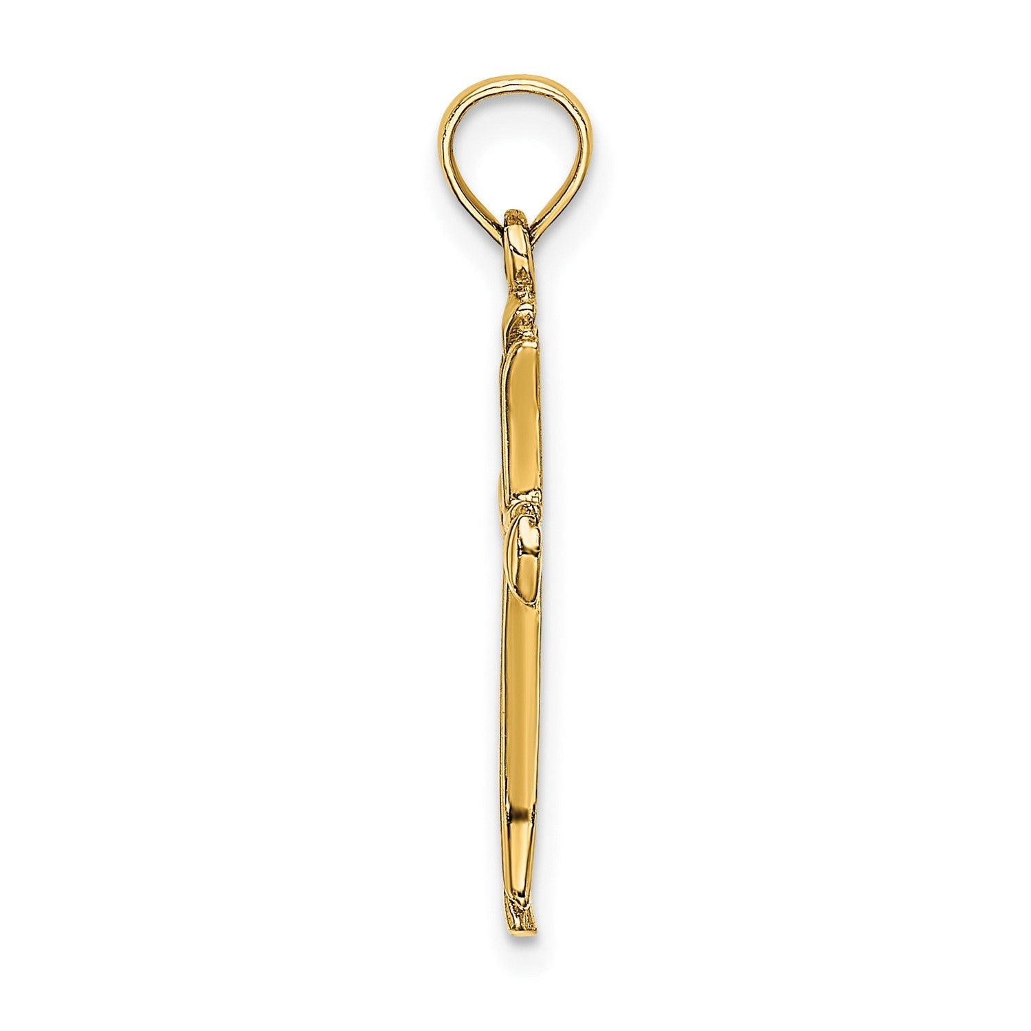 14K Real Solid Yellow Gold High Polished Unisex Cross Pendant,1 x 0.5 inches