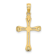 14K Real Solid Yellow Gold High Polished Unisex Cross Pendant,1 x 0.5 inches