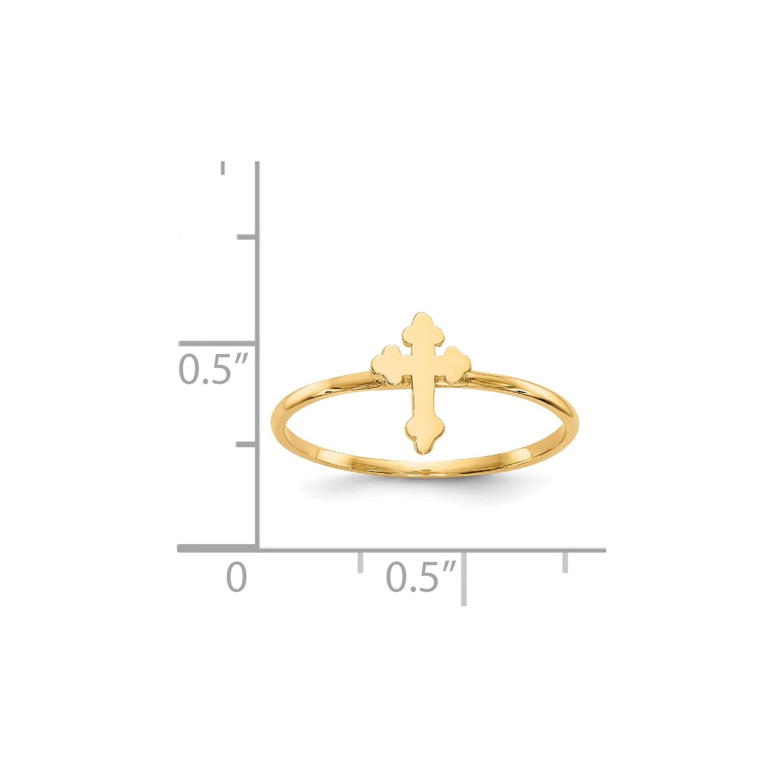 14k Real Yellow Solid Gold Cross Design Ring, Size 7