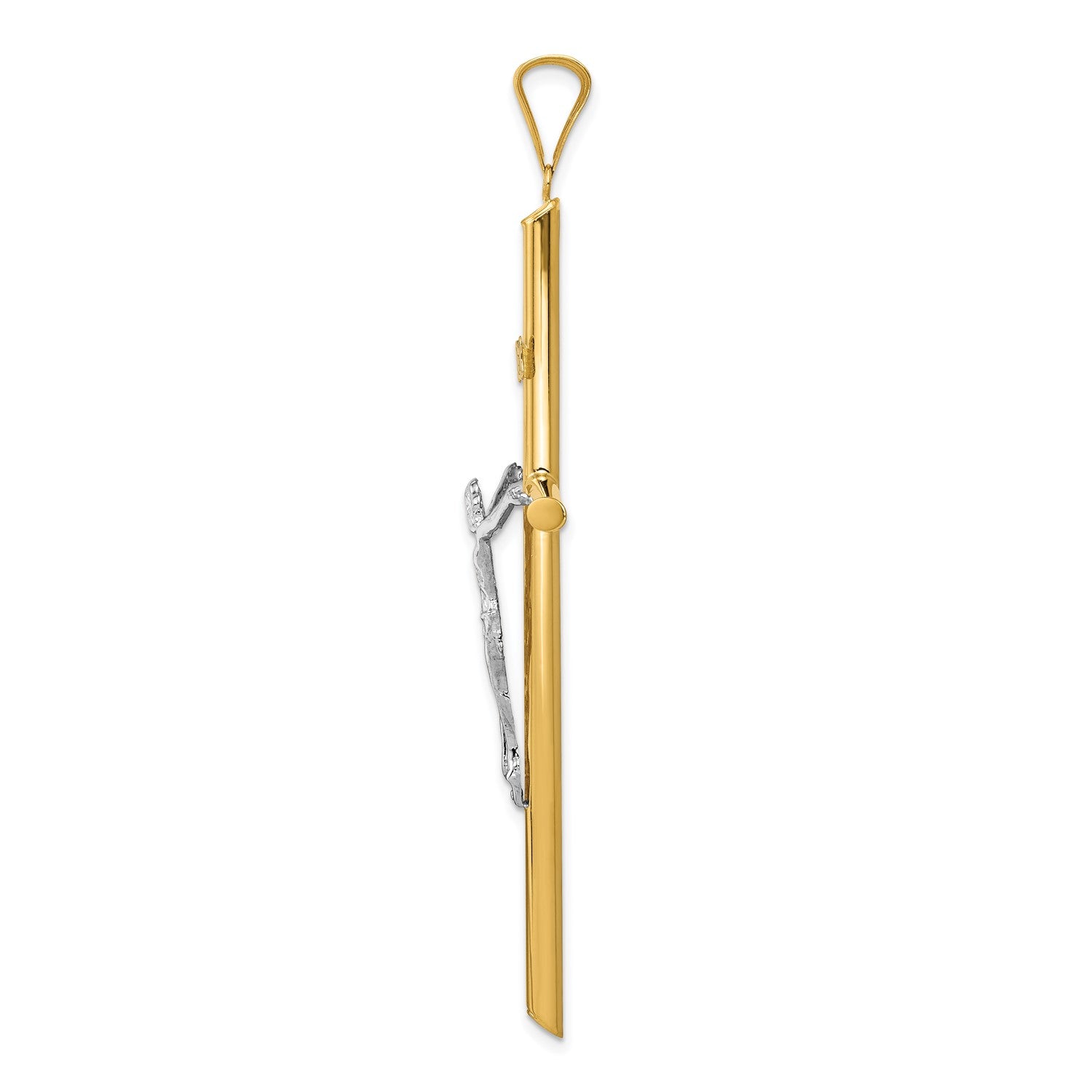 14k Two-Tone Gold High Polished Jesus Crucifix Pendant,76x42mm