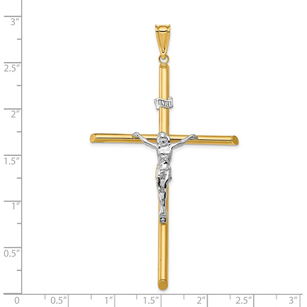 14k Two-Tone Gold High Polished Jesus Crucifix Pendant,76x42mm