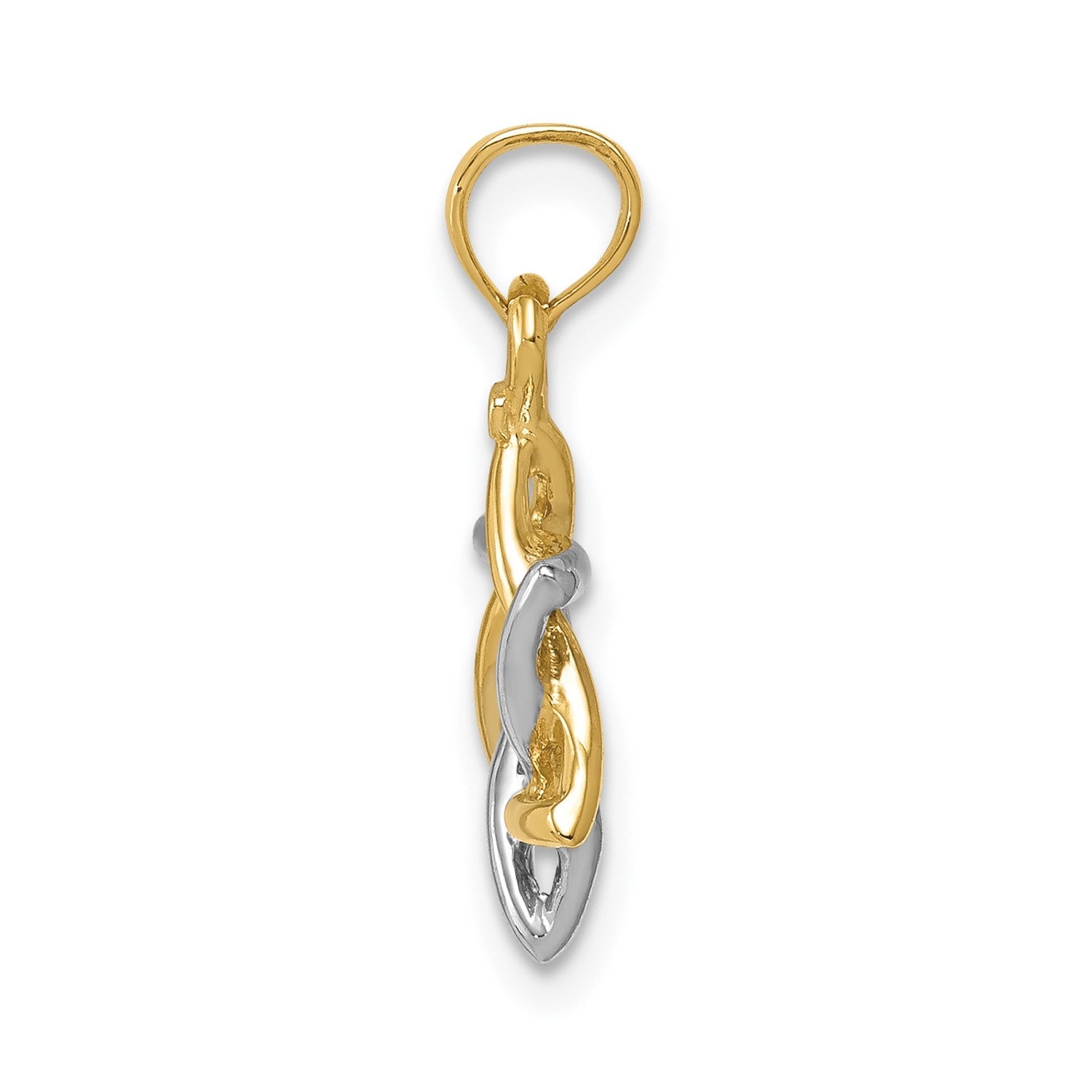 14K Two-Tone Gold Polished Star of David Pendant, 13mm