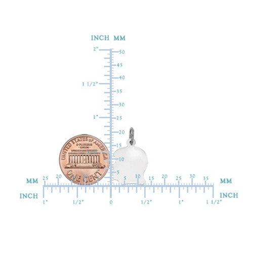 14K White Gold Female Head Silhouette Charm, 12 x 21 mm