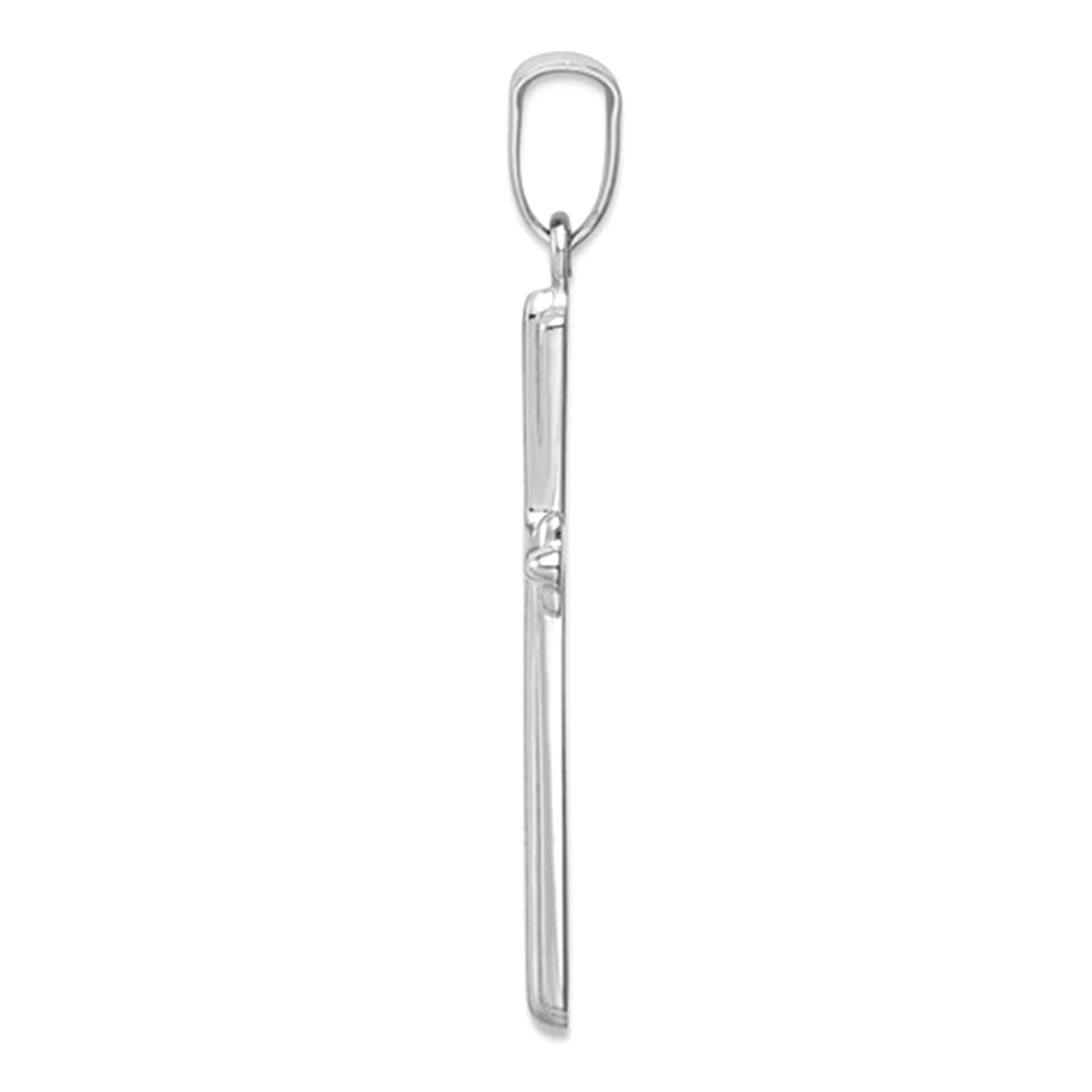 14k White Gold Polished Cross Pendant