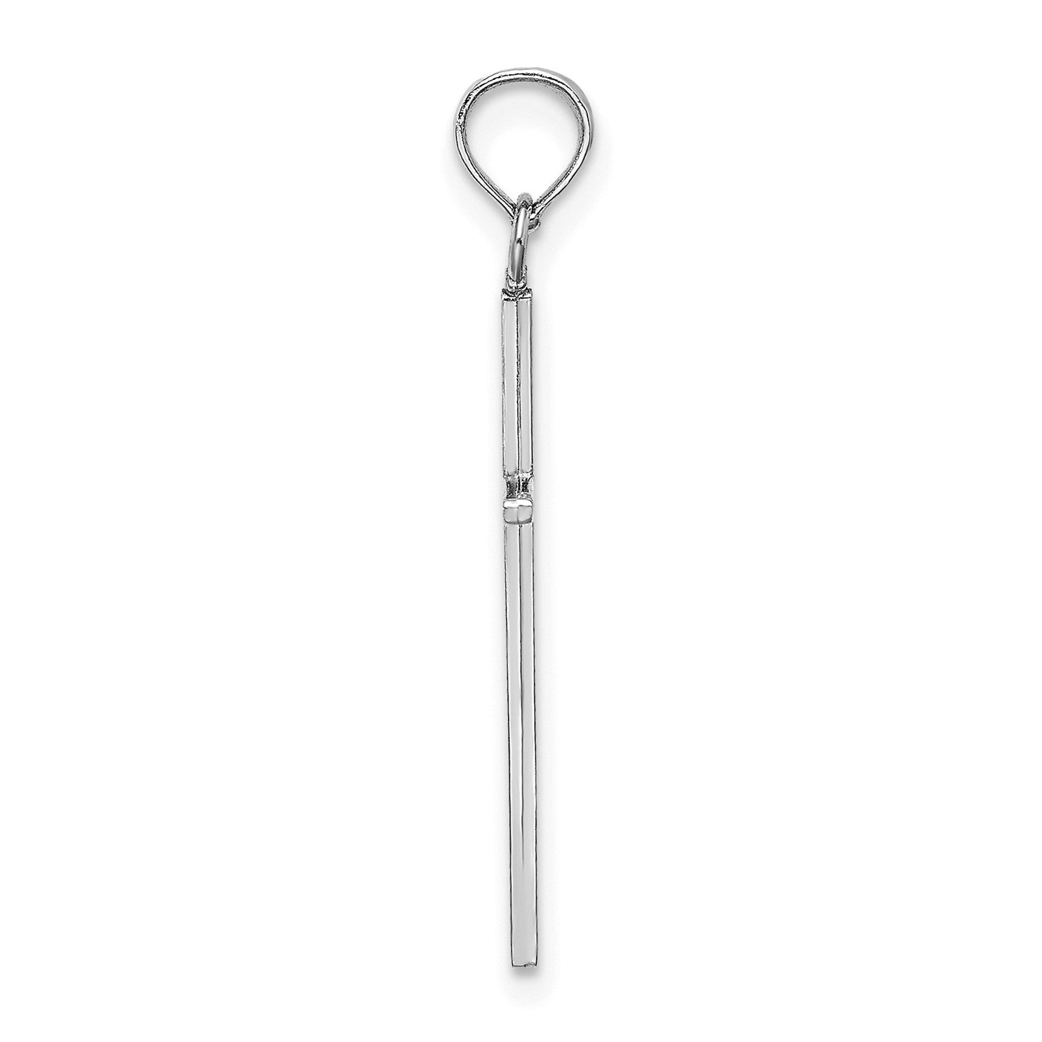 14K White Real Gold 3-D and Polished Cross Charm Pendant, 26x11mm