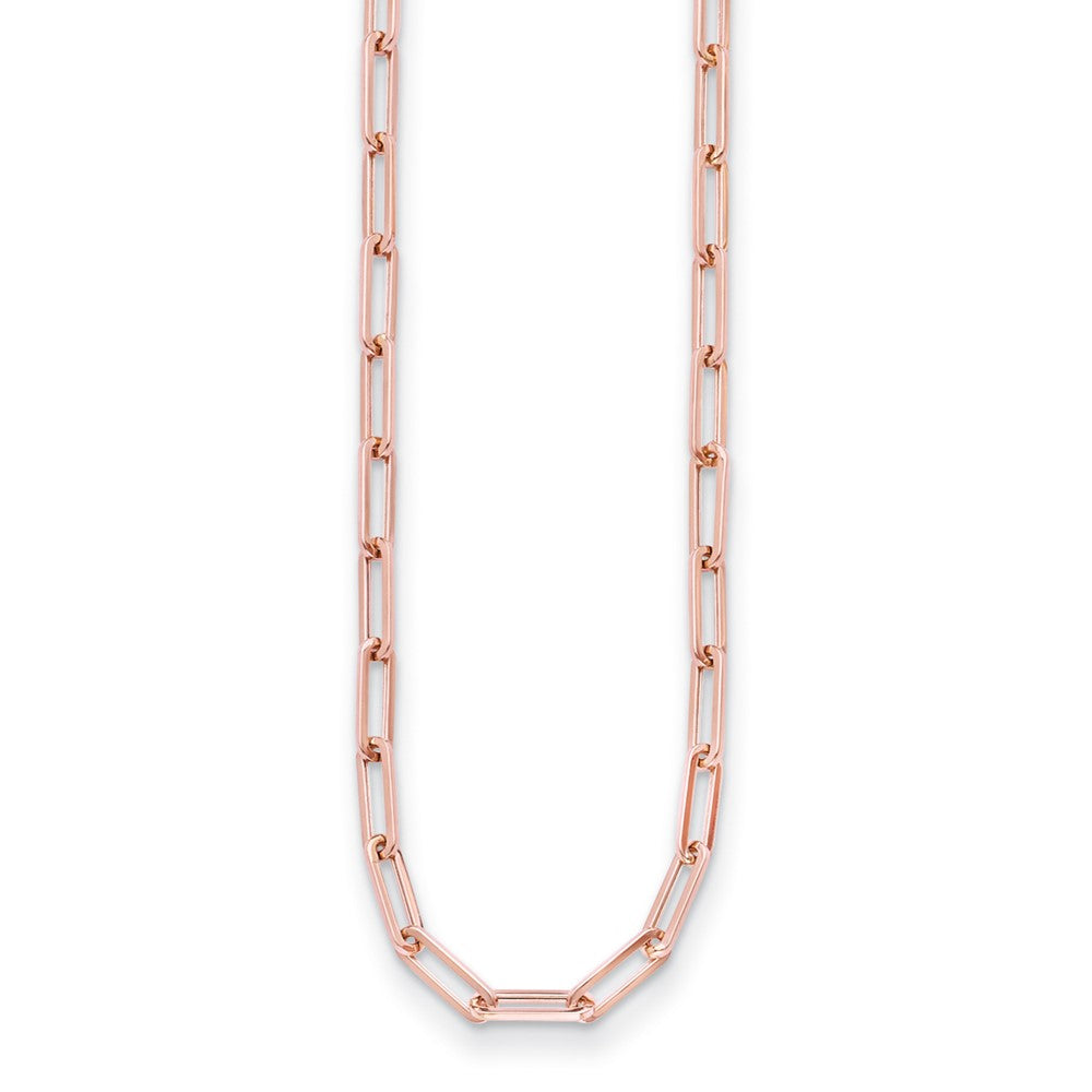 Collar de cadena con clip plano de oro real de 14 quilates, joyería fina de diseño de 4 mm de ancho para hombres y mujeres