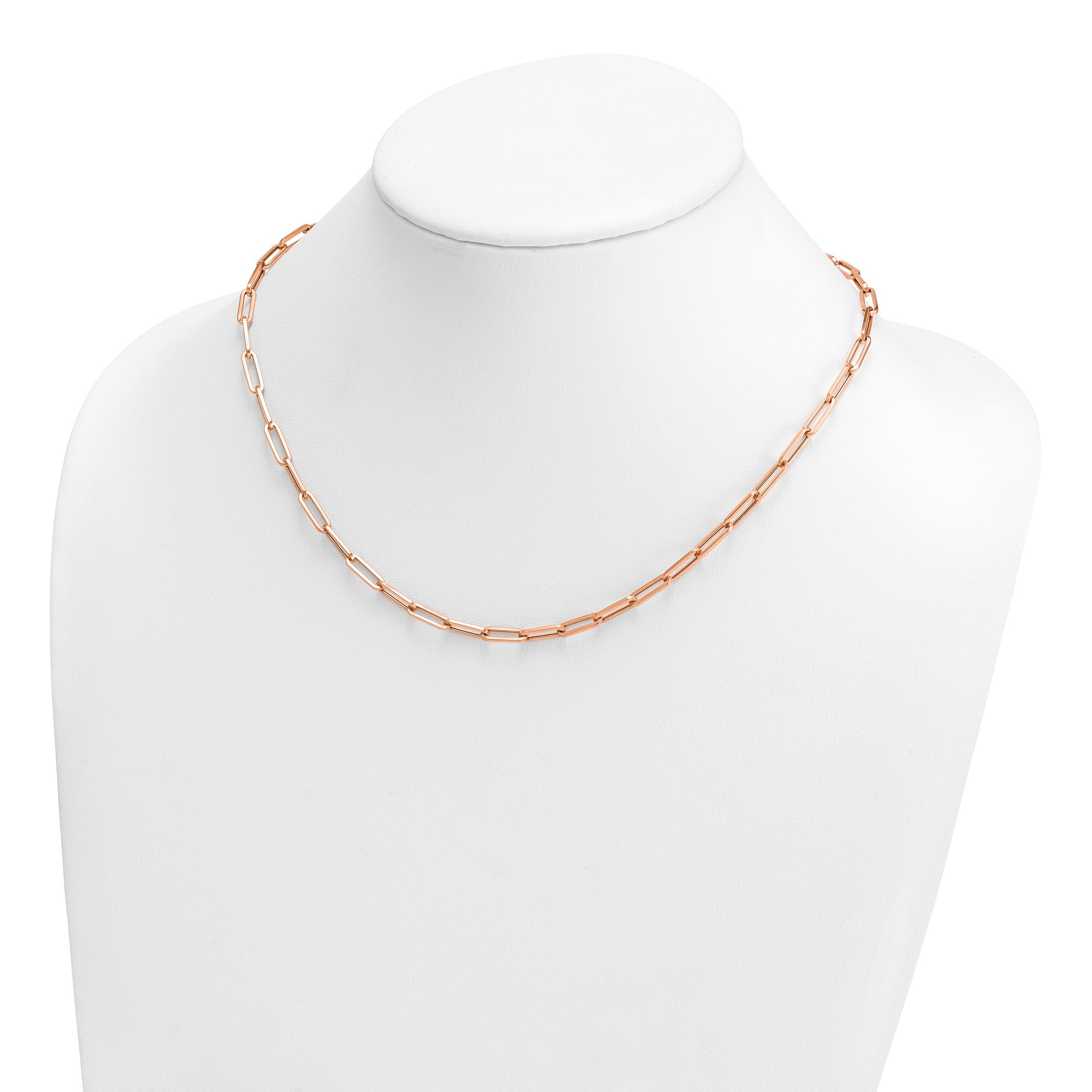 14k Rose Gold Paperclip Chain Necklace, 3mm