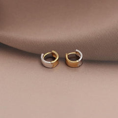 14k 2 Tone Gold Snuggable Huggie Reversible Earrings, Diameter 15mm