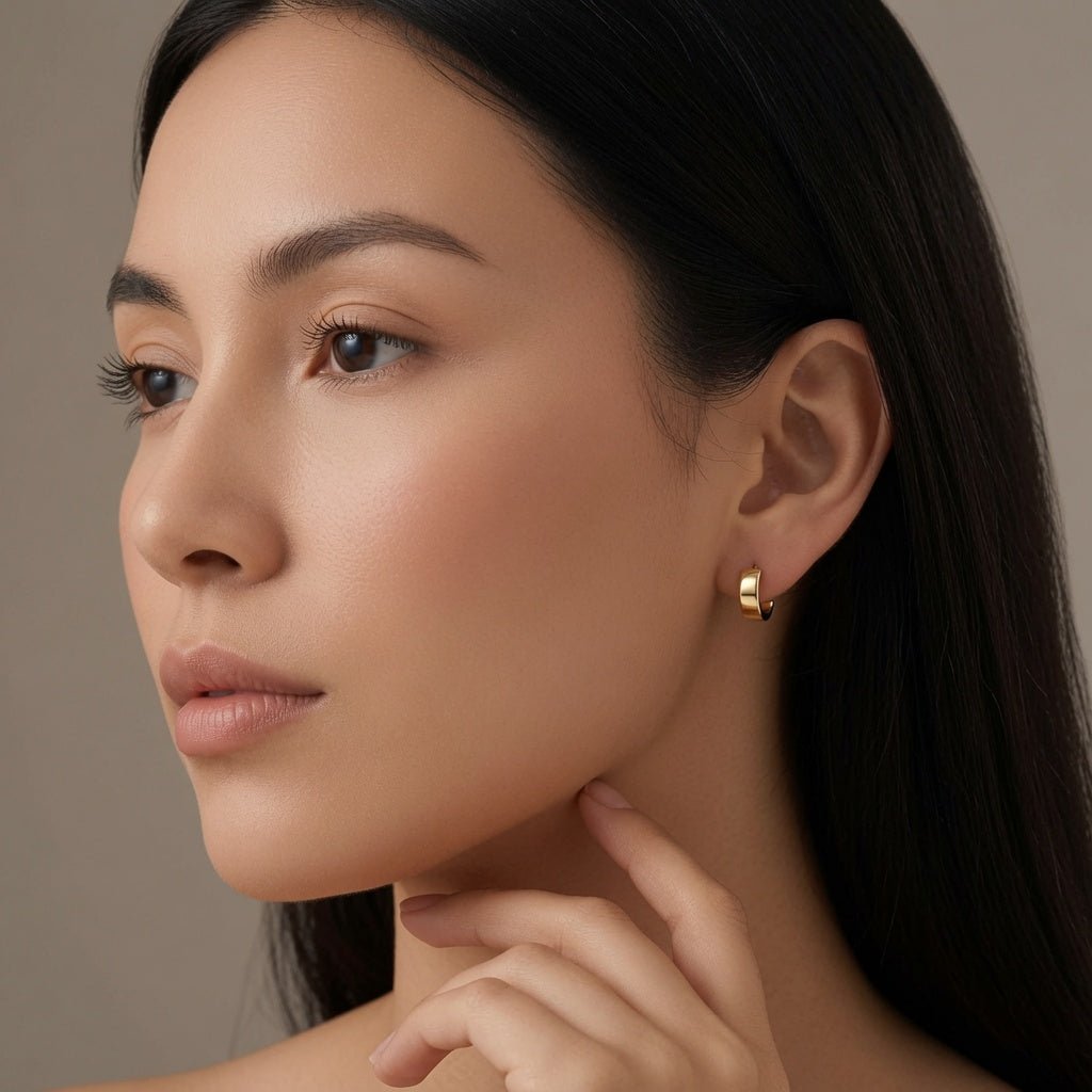 14k 2 Tone Gold Snuggable Huggie Reversible Earrings, Diameter 15mm