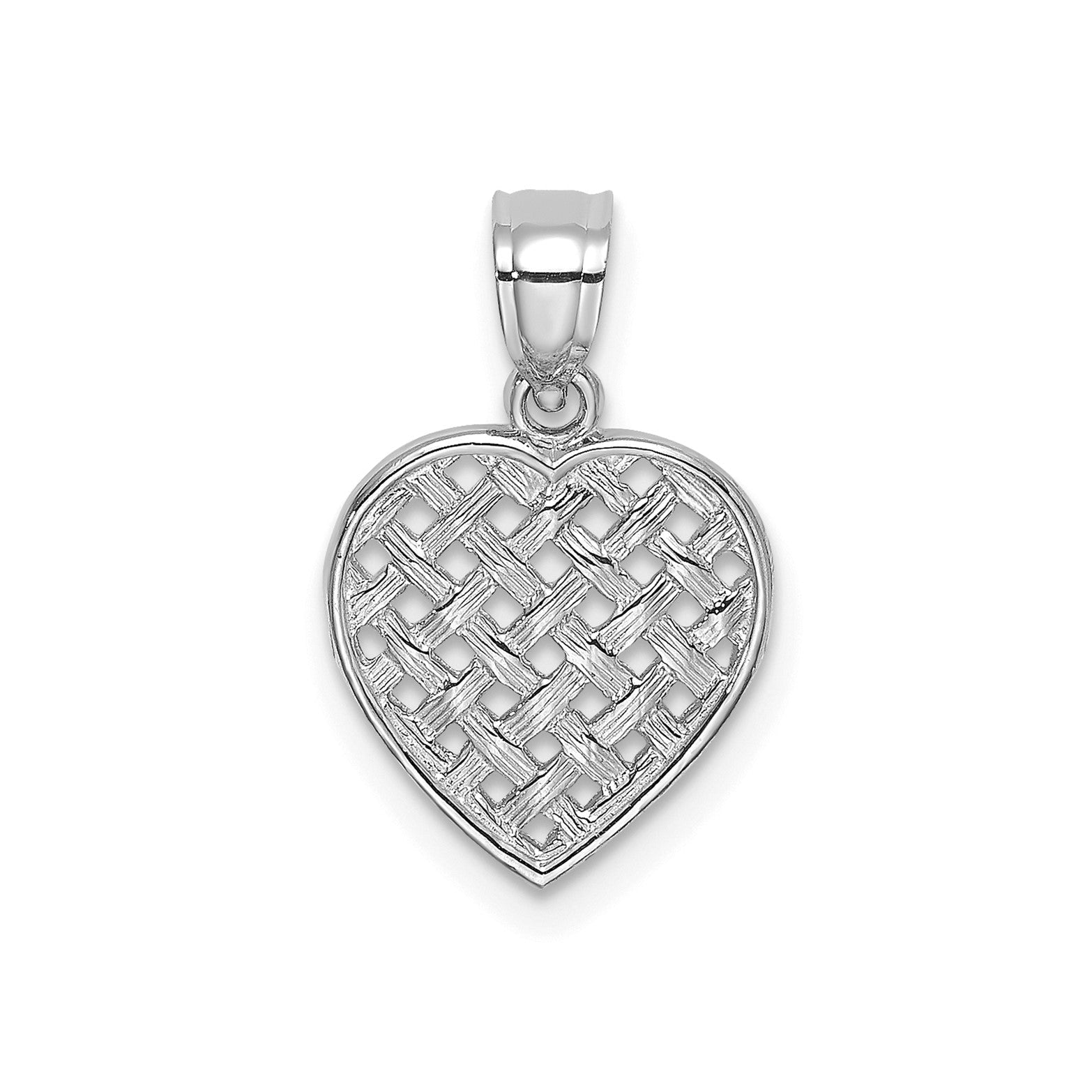 14K Cut-Out and Textured Woven Heart Pendant, 16x11mm