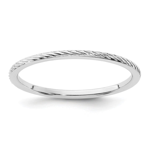14k Gold 1.2mm Twisted Wire Pattern Stackable Band Ring