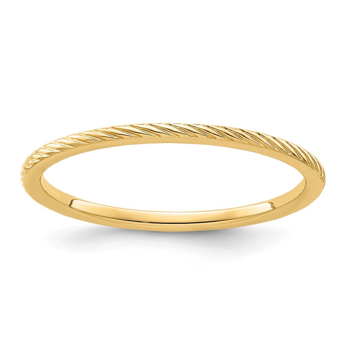 14k Gold 1.2mm Twisted Wire Pattern Stackable Band Ring