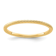 14k Gold 1.2mm Twisted Wire Pattern Stackable Band Ring