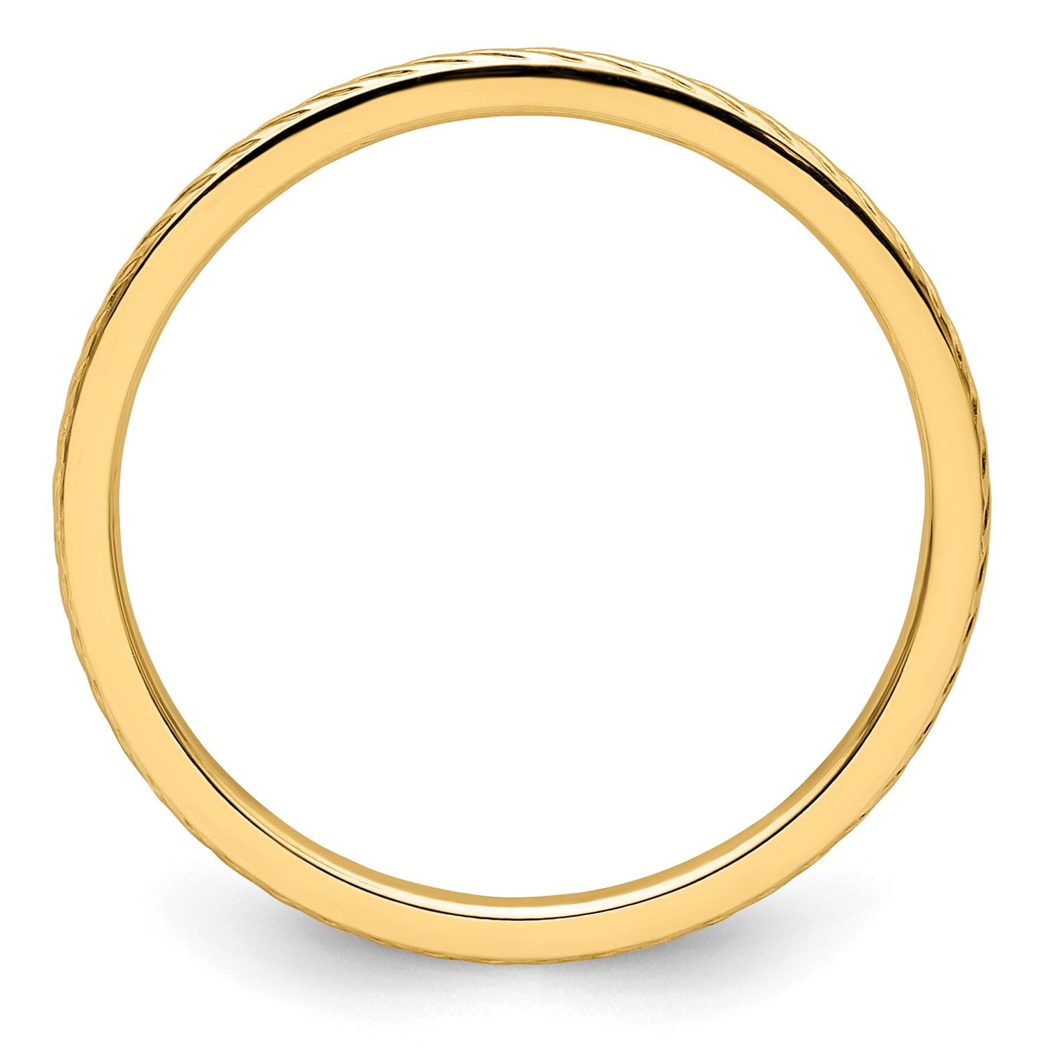 14k Gold 1.2mm Twisted Wire Pattern Stackable Band Ring