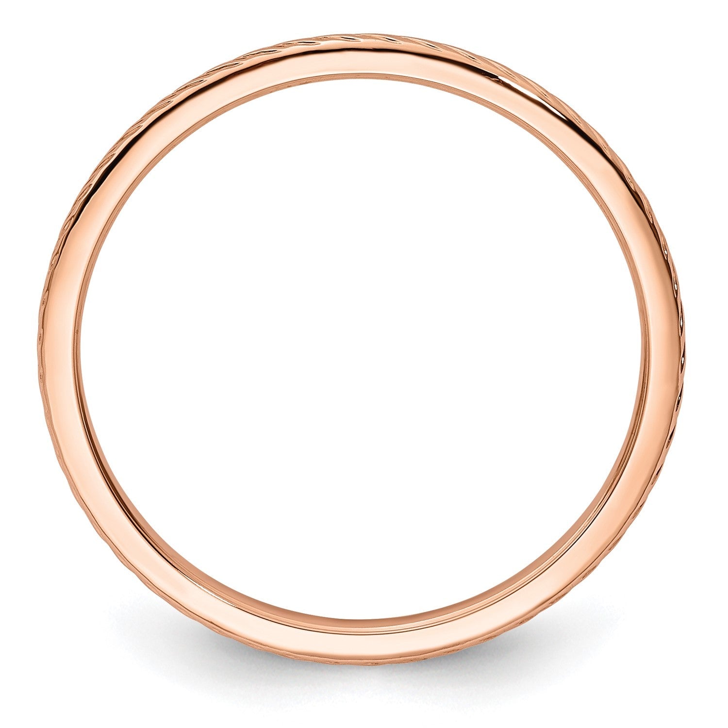 14k Gold 1.2mm Twisted Wire Pattern Stackable Band Ring