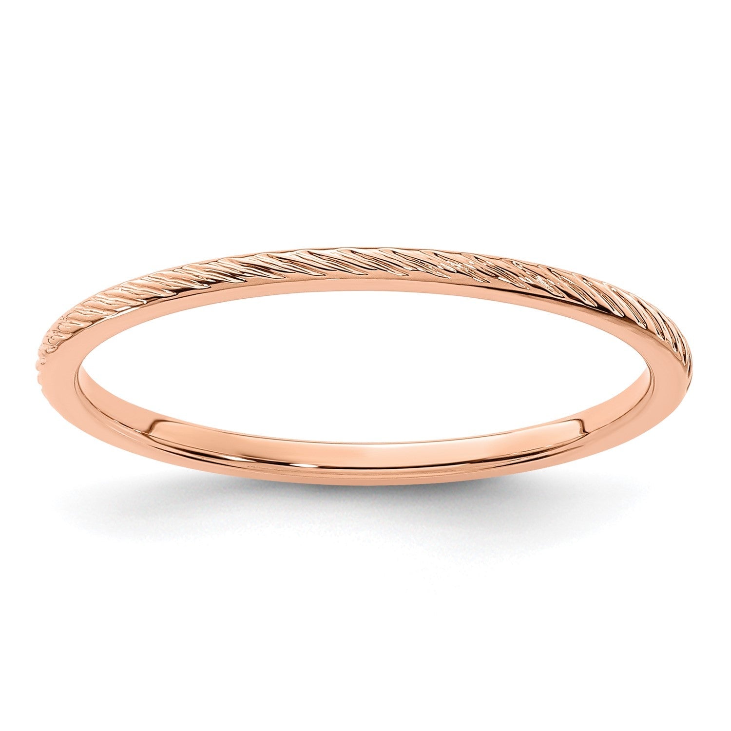 14k Gold 1.2mm Twisted Wire Pattern Stackable Band Ring