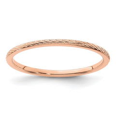 14k Gold 1.2mm Twisted Wire Pattern Stackable Band Ring