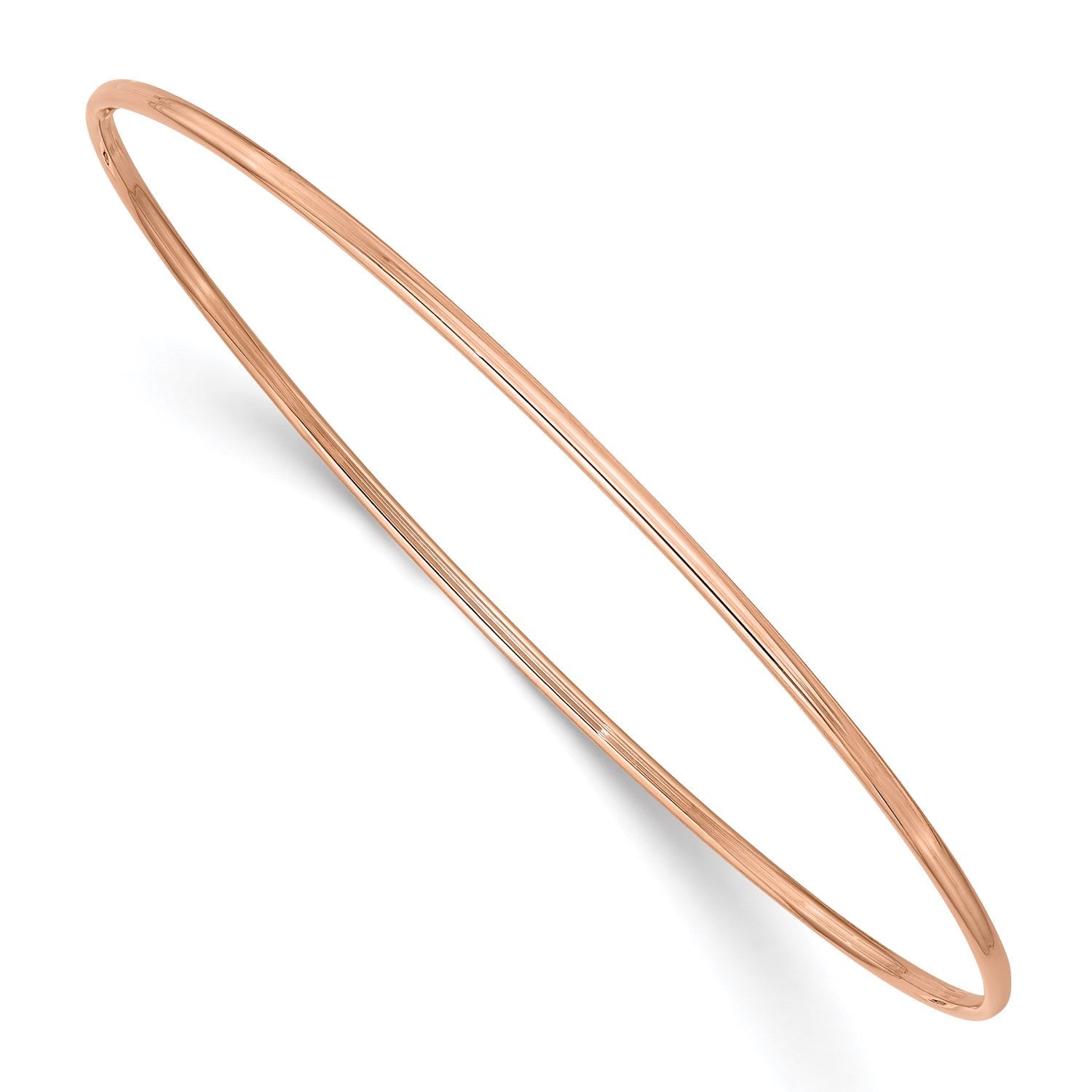 14k Gold 1.5mm High Polished Slip-on Bangle Bracelet, 8 Inches