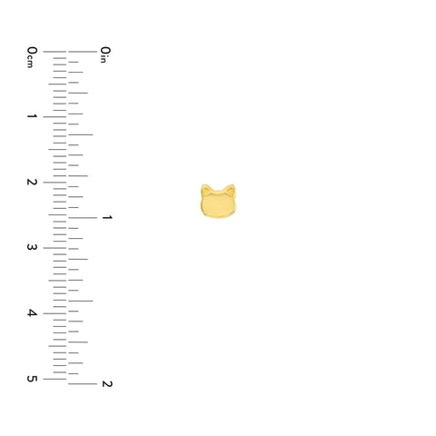 14k Gold Cat Stud Figure Earrings, 10mm