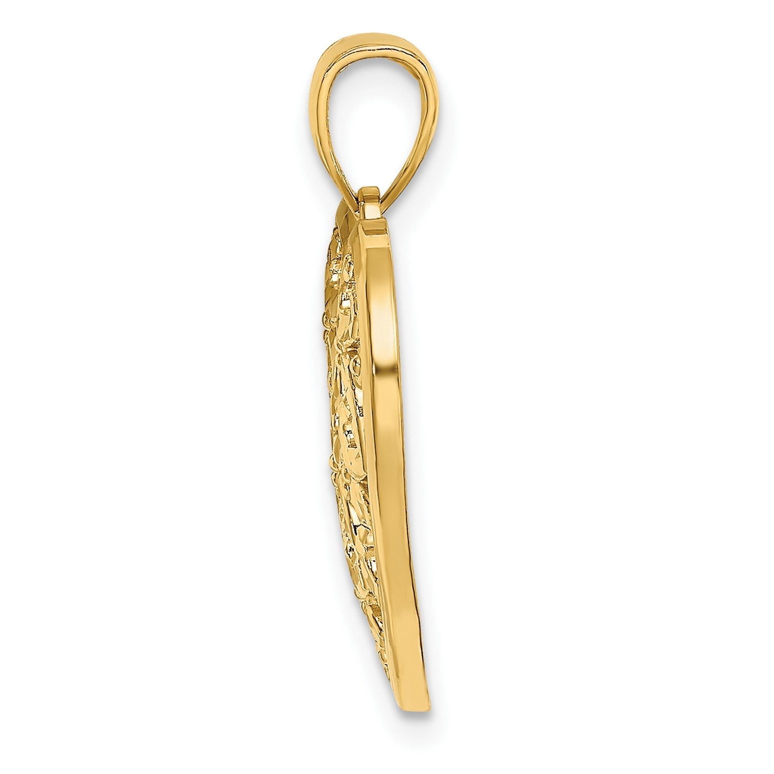 14K Gold Diamond Cut Heart Pattern With Heart Charms, 23x20mm