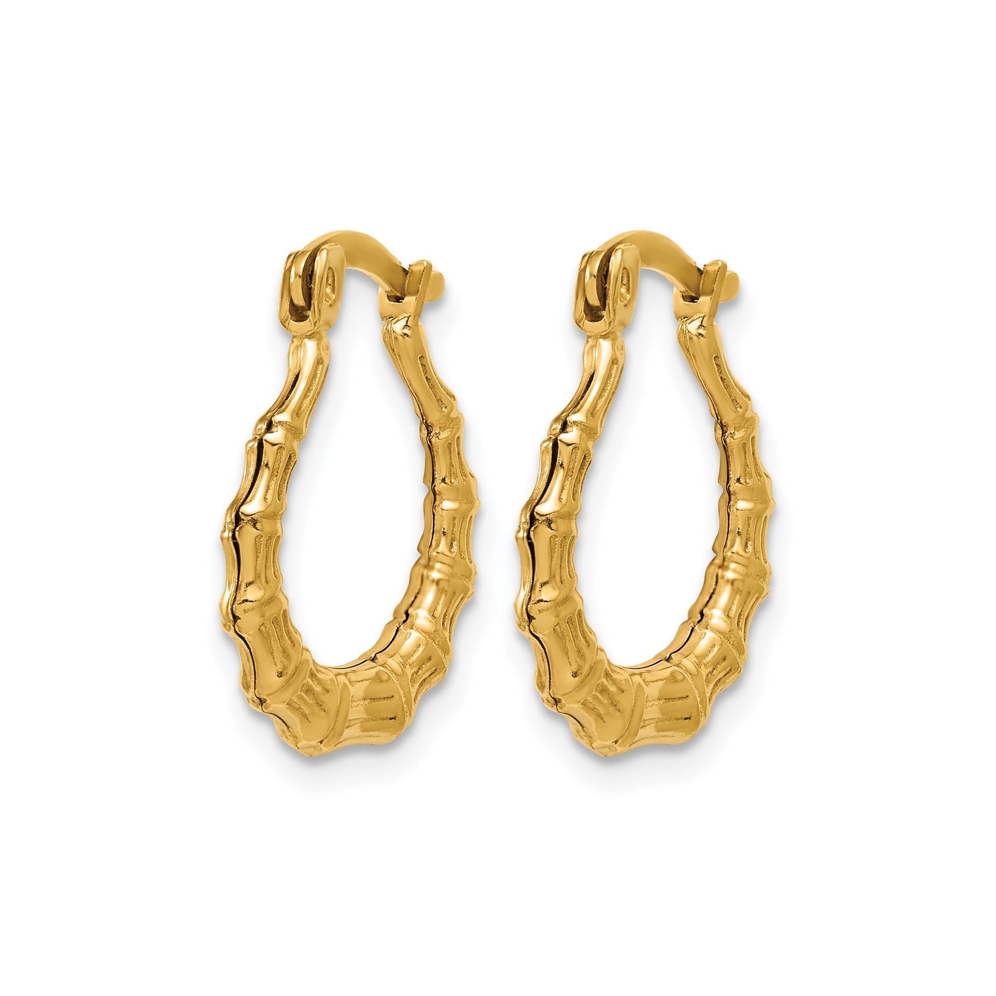 14K Gold Filled Bamboo Design Hoop Earrings,20mm - JewelryAffairs