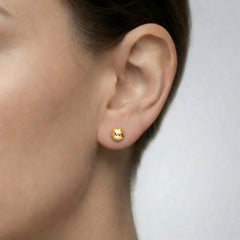 14k Gold Hammered Finish Ball Stud Earrings, 7mm