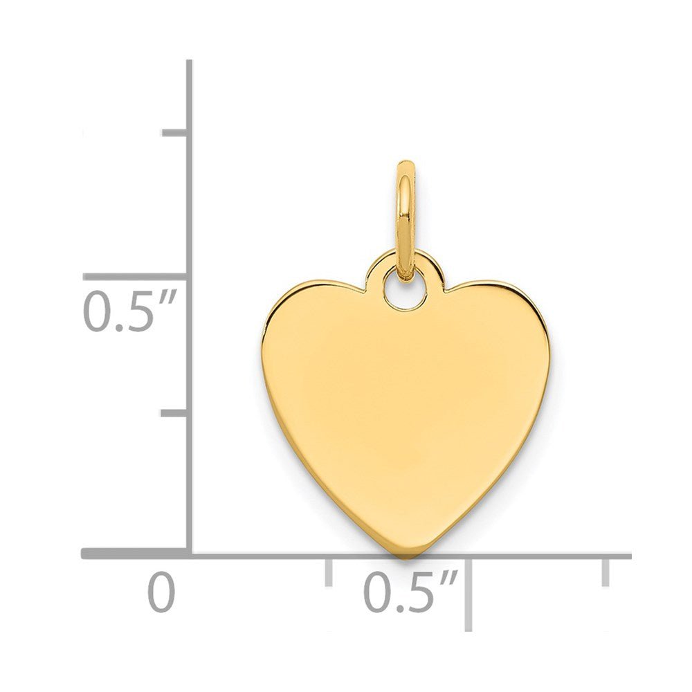 14k Gold Heart Shaped Engravable Charm Pendant,14x15mm