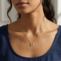 14k Gold Heart Shaped Tube Pendant Necklace, 18"