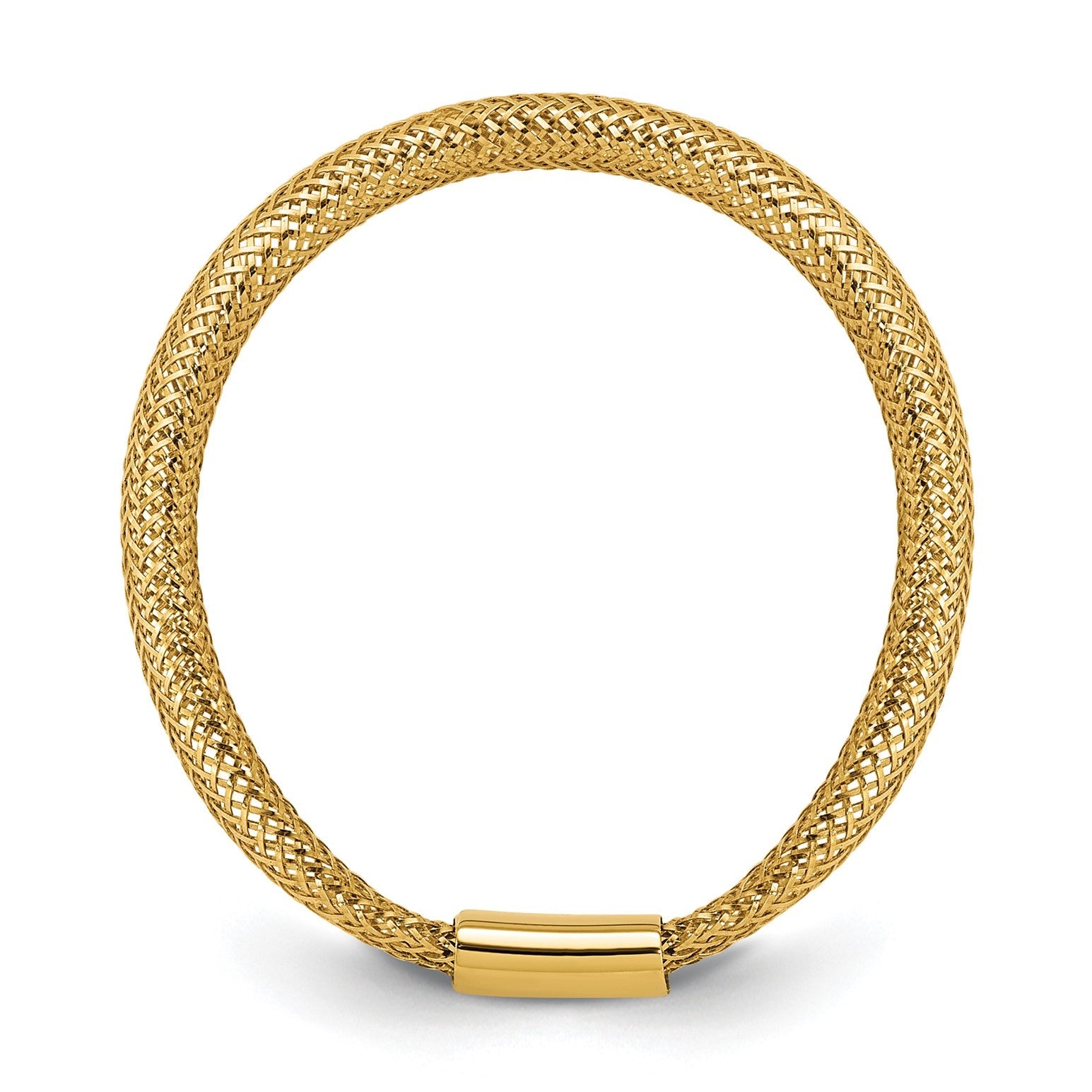 14K Gold High Polished Mesh Stretch Adjustable Band Ring