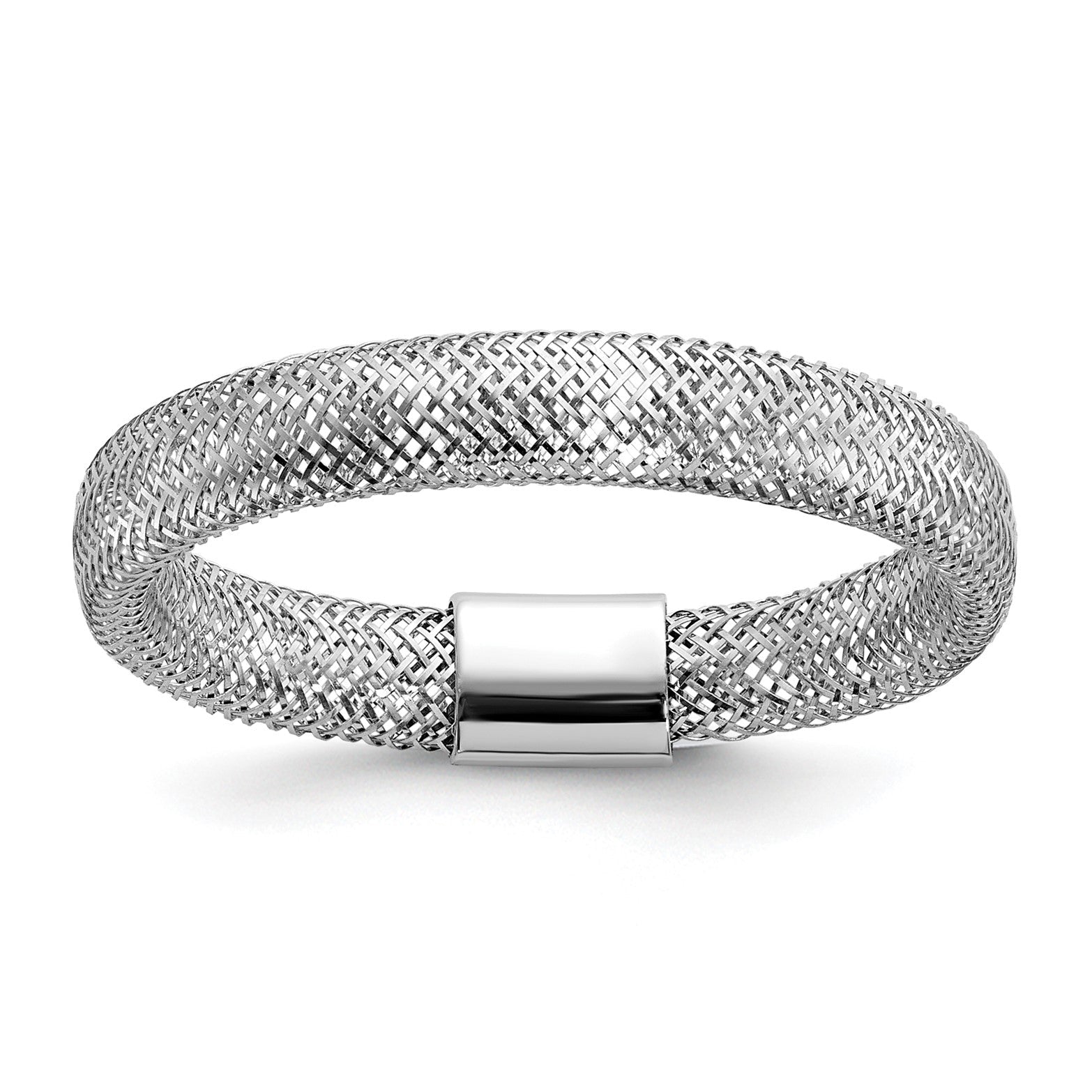 14K Gold High Polished Mesh Stretch Adjustable Band Ring