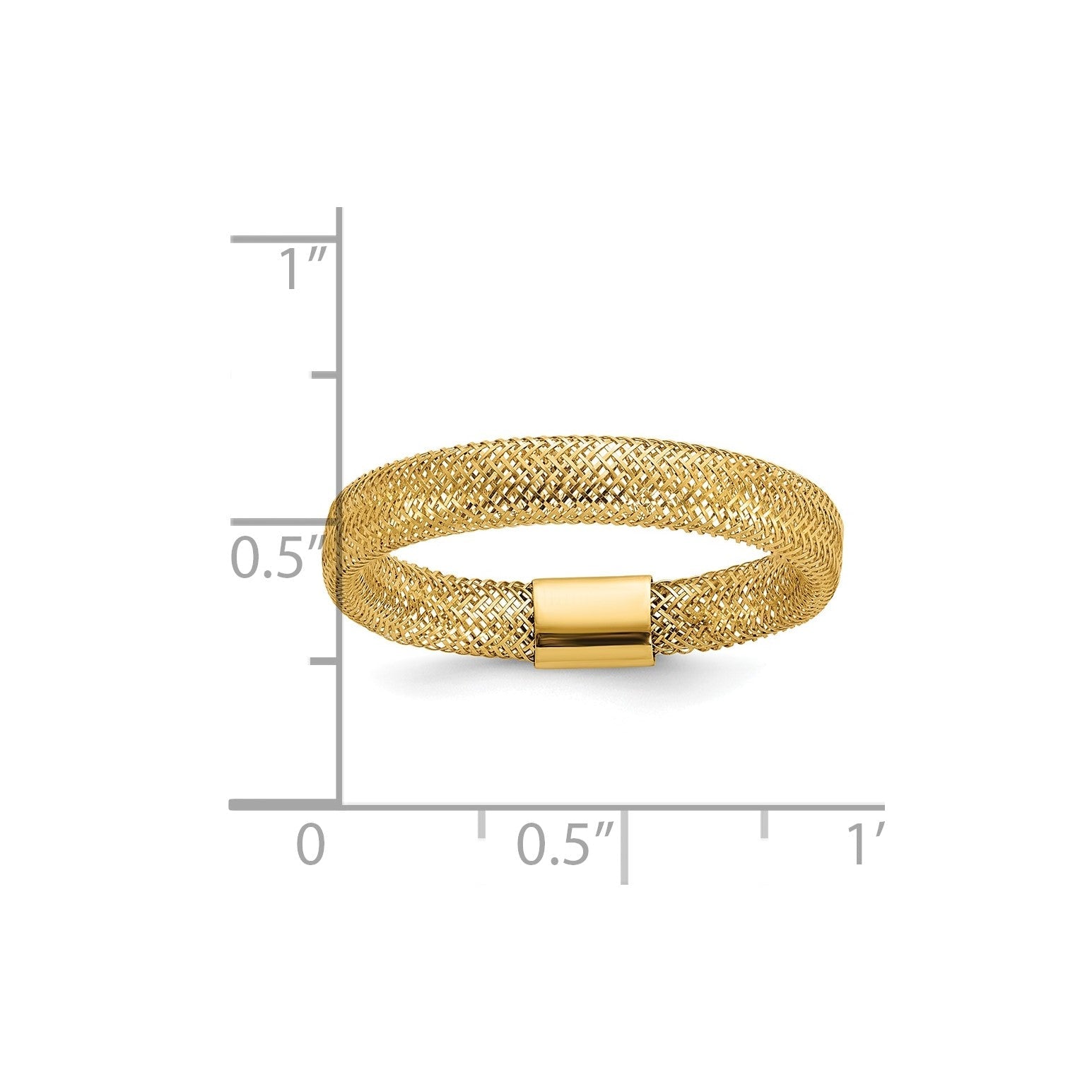 14K Gold High Polished Mesh Stretch Adjustable Band Ring