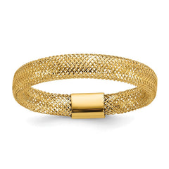 14K Gold High Polished Mesh Stretch Adjustable Band Ring