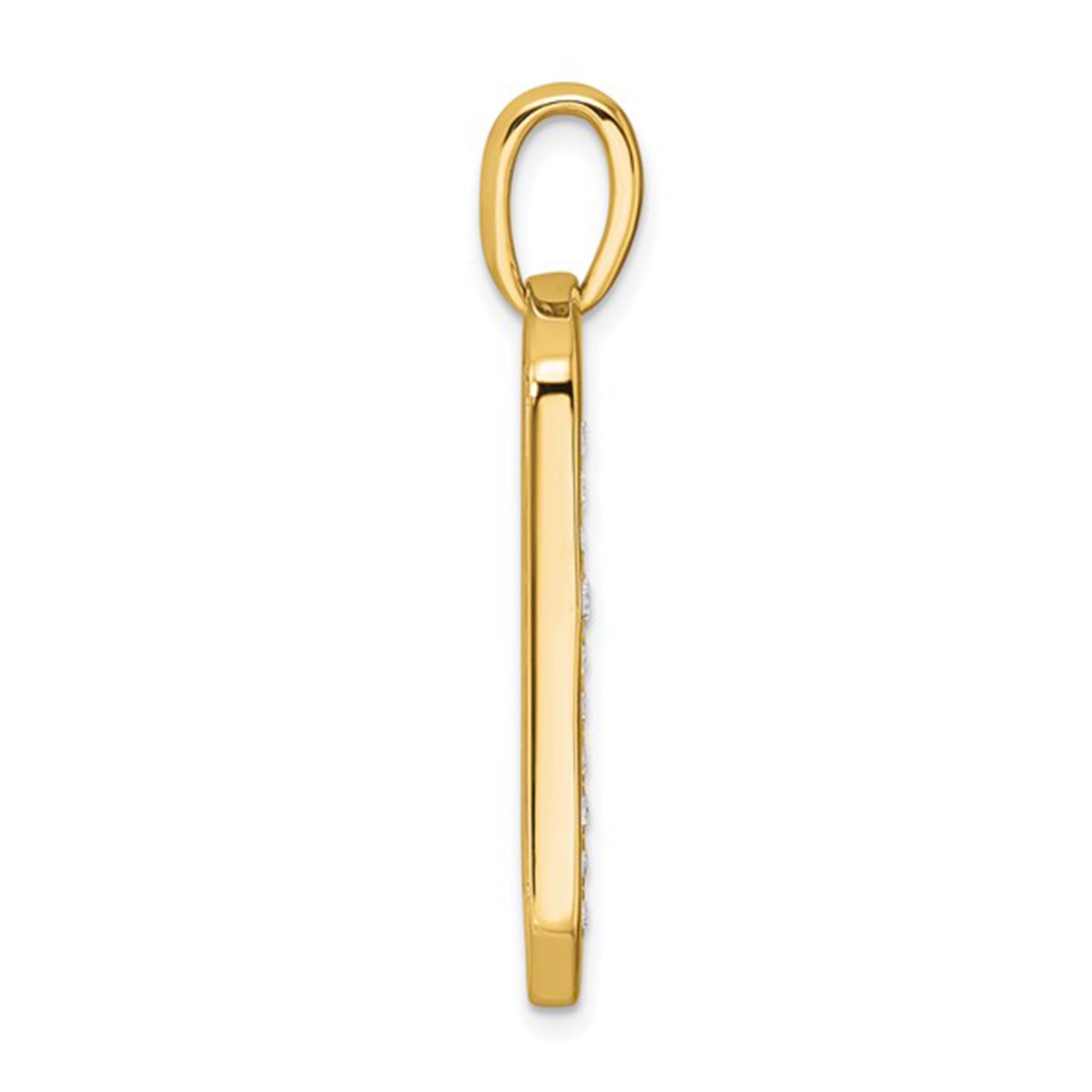 14k Gold Lab Grown Diamond Men's Cross Dog Tag Pendant - JewelryAffairs