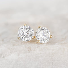 14k Gold Round VS/SI GH Lab Grown Diamond 3 Prong Martini Stud Post Earrings