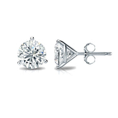 14k Gold Round VS/SI GH Lab Grown Diamond 3 Prong Martini Stud Post Earrings