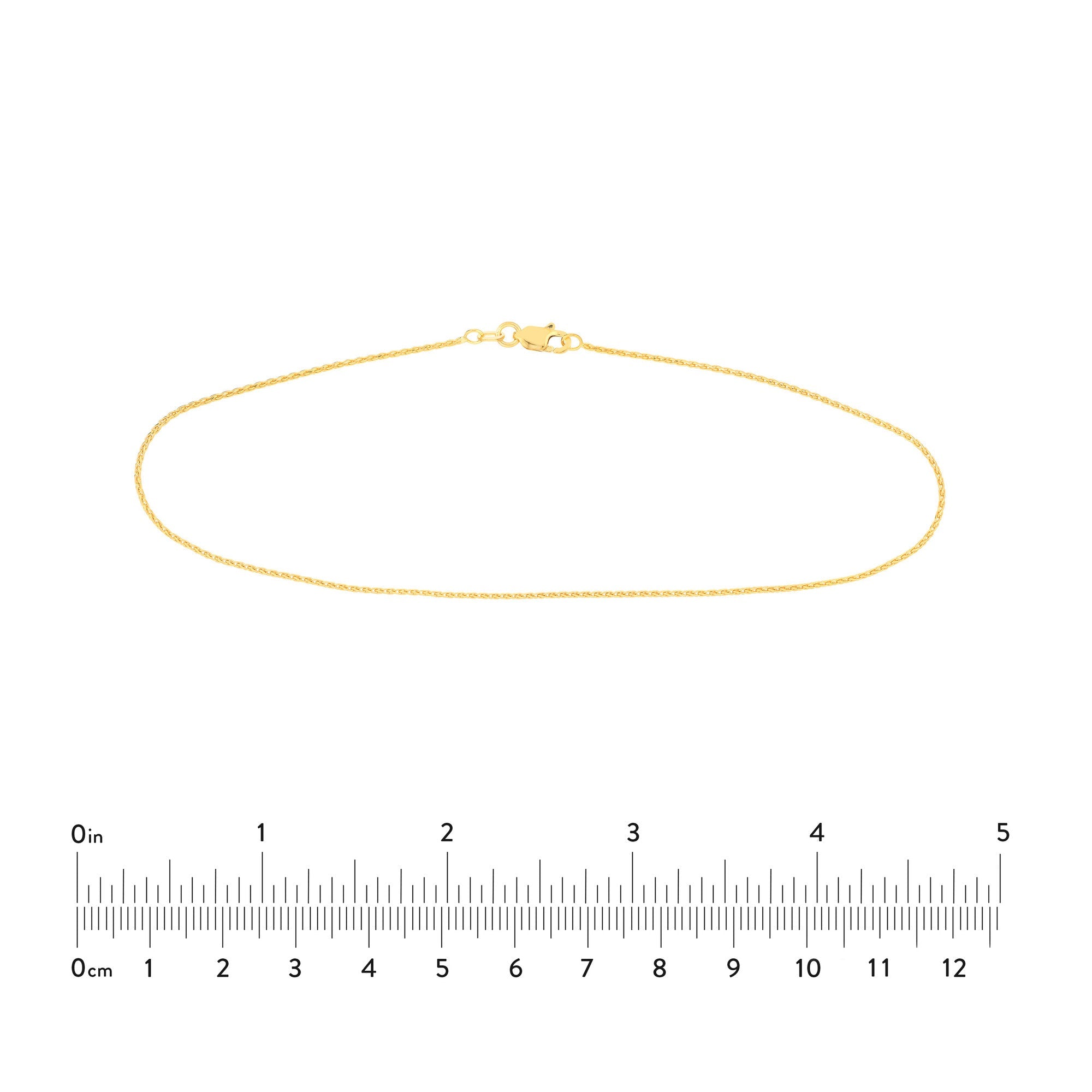 14k Gold Wheat 1.05mm Diamond Cut Chain Anklet, 10" - JewelryAffairs