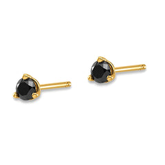 14k Real Gold .25ct Black Diamond Stud Earrings - JewelryAffairs