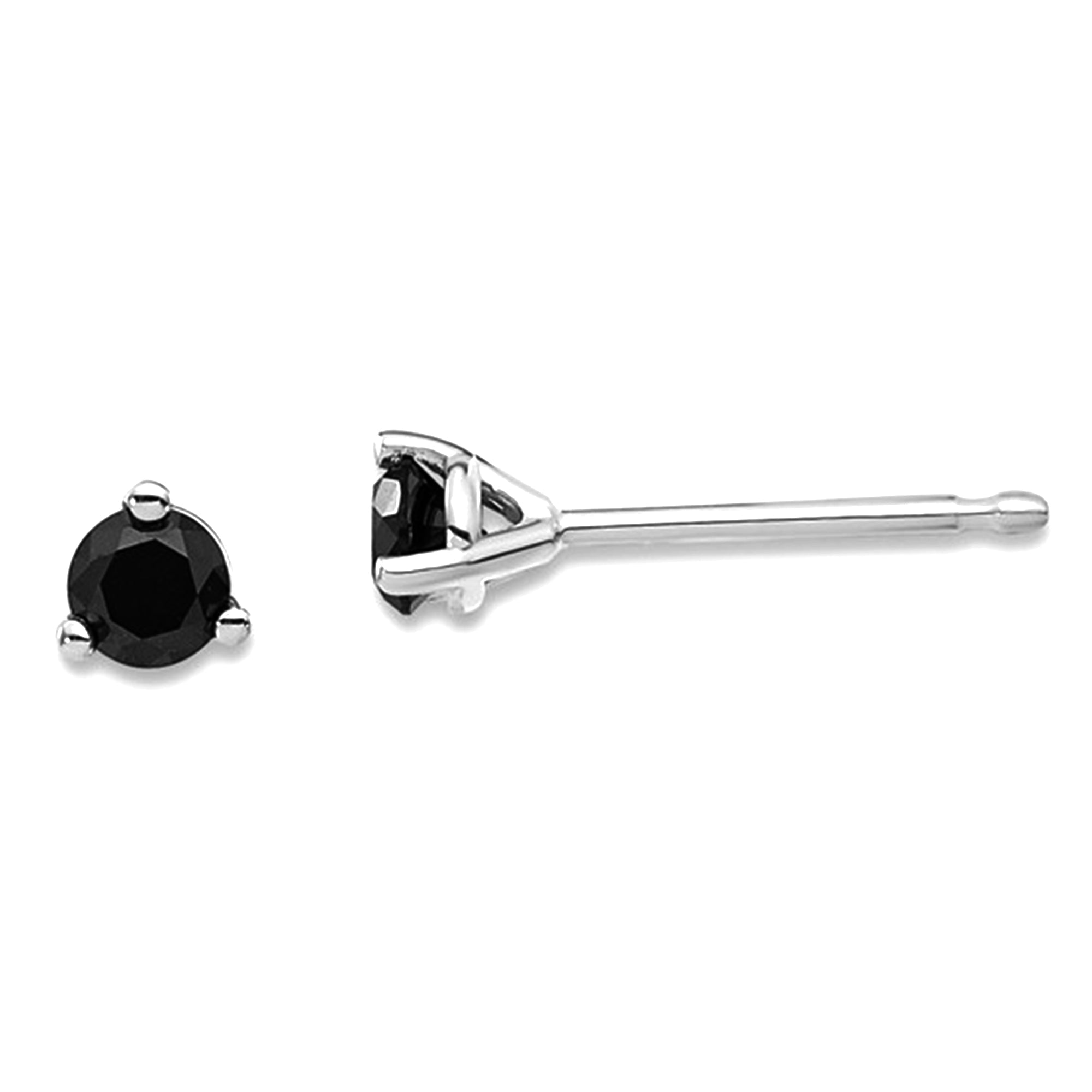 14k Real Gold .25ct Black Diamond Stud Earrings - JewelryAffairs