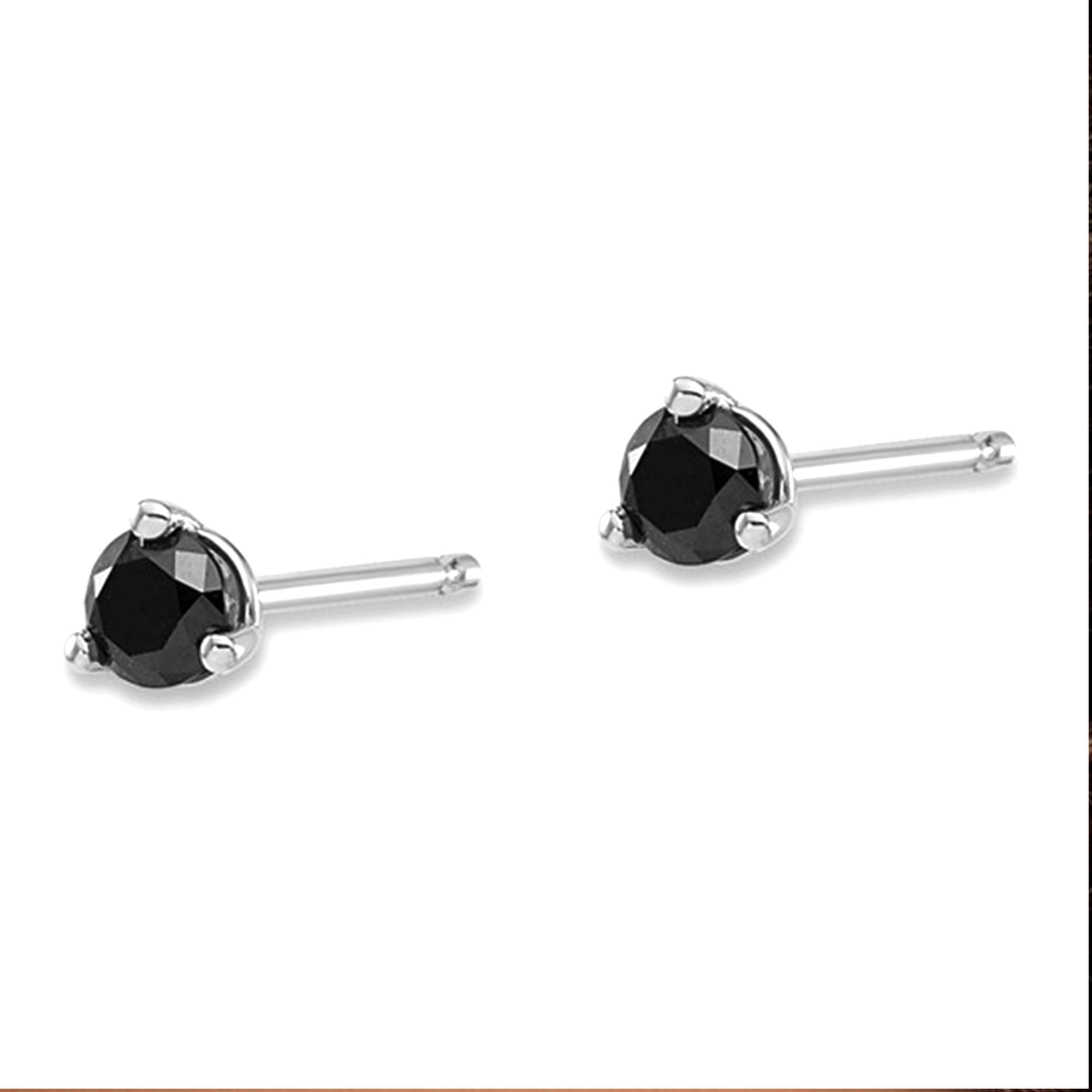14k Real Gold .25ct Black Diamond Stud Earrings - JewelryAffairs