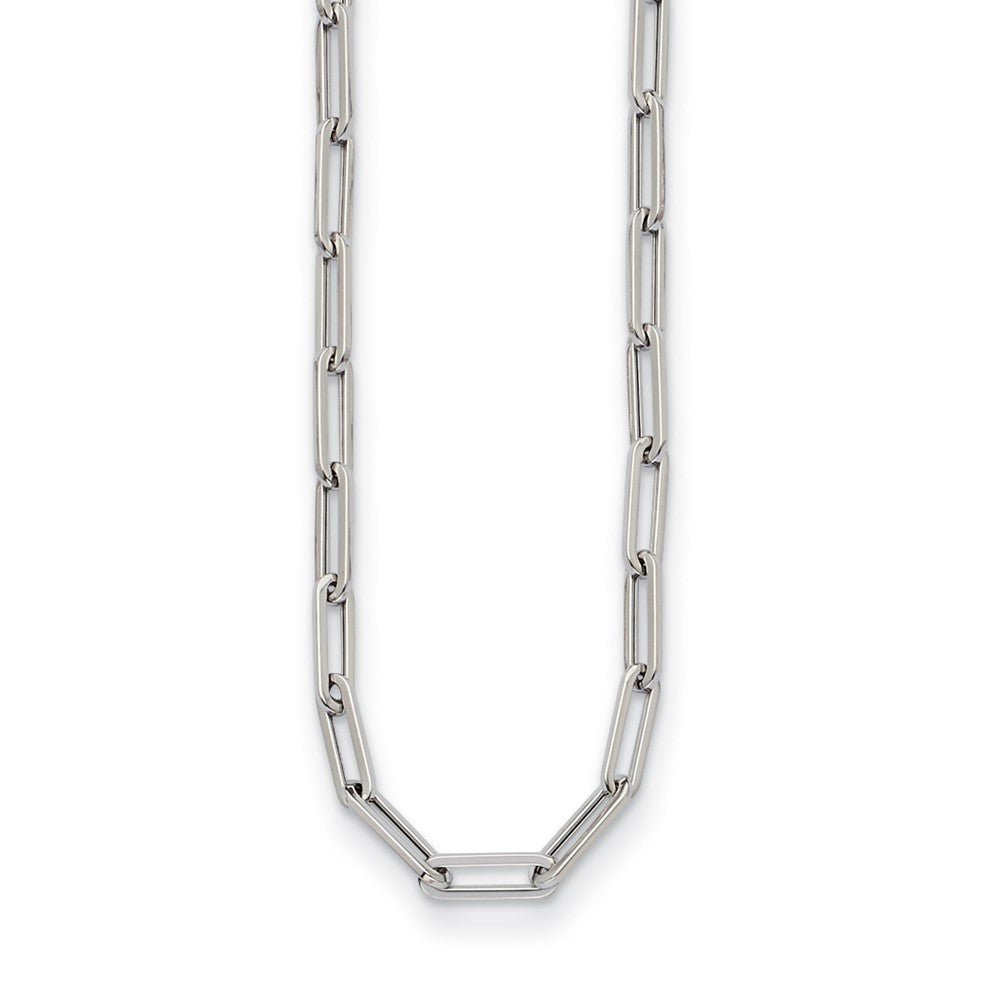 14k Real Gold Flat Paperclip Chain Necklace, 4mm Width