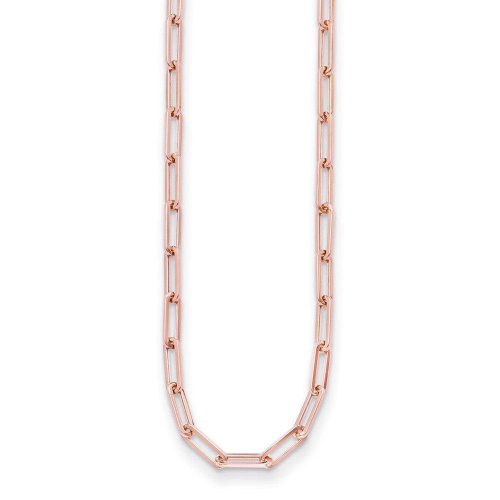 14k Real Gold Flat Paperclip Chain Necklace, 4mm Width
