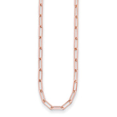 14k Real Gold Flat Paperclip Chain Necklace, 4mm Width