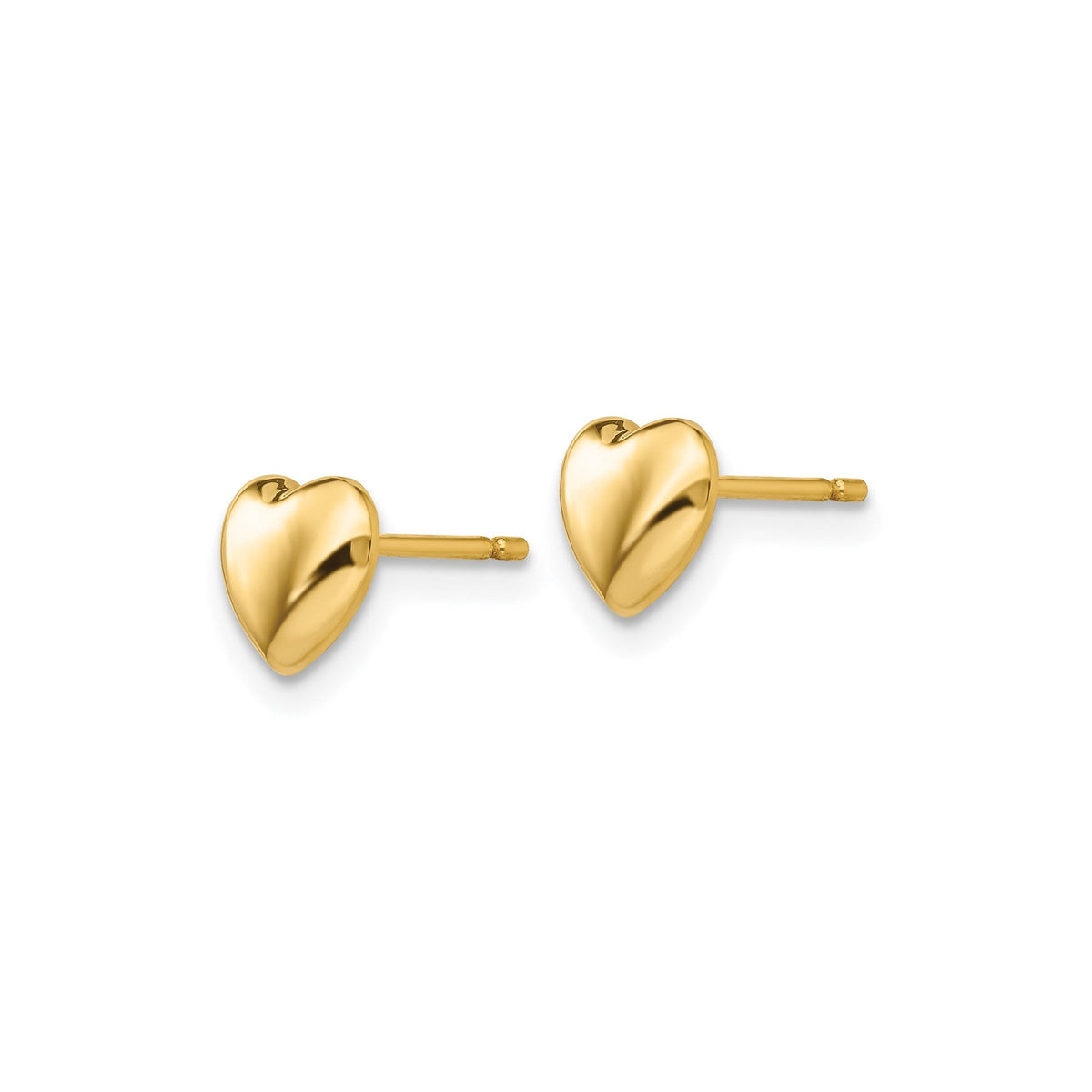 14K Real Gold Heart Shaped Post Stud Earrings, 6mm