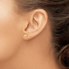 14K Real Gold Heart Shaped Post Stud Earrings, 6mm