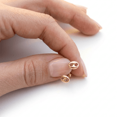 14K Real Gold Mariner Link Button Stud Earrings