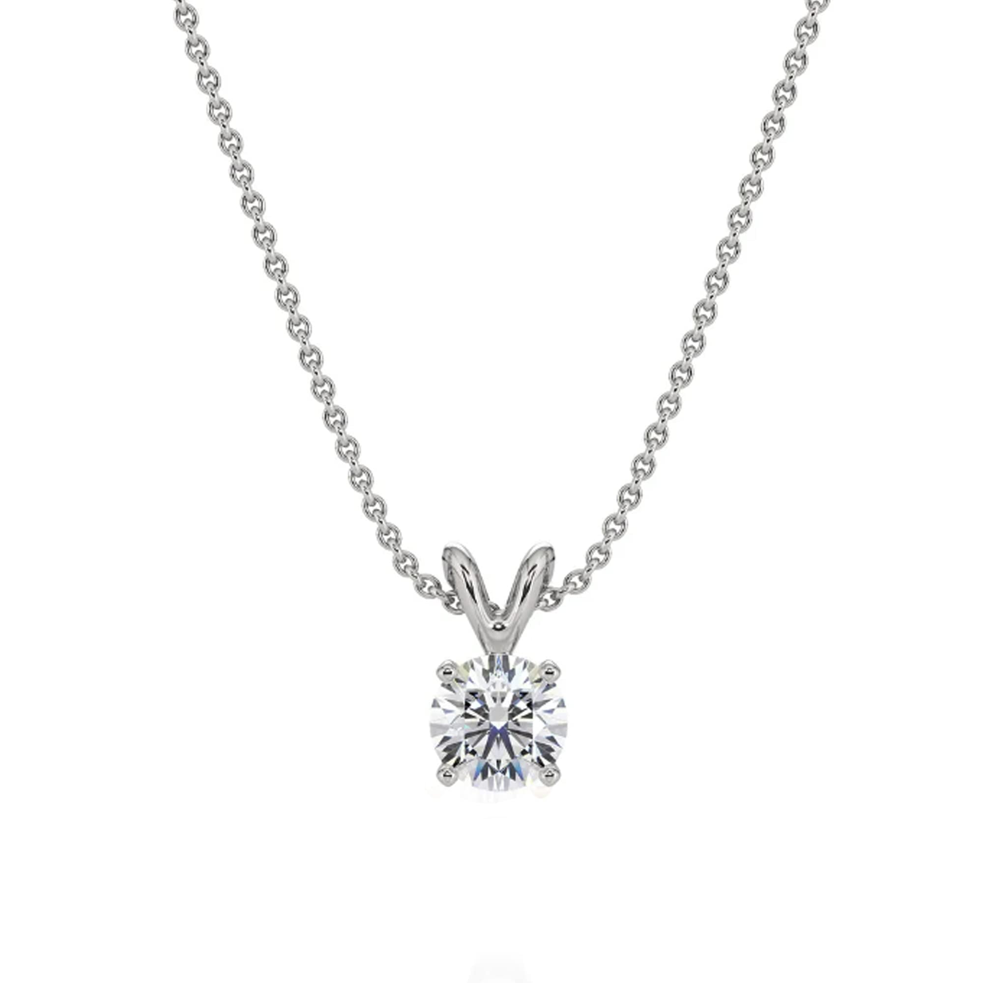 14k Real Gold Round VS/SI DEF Lab Grown Diamond Solitaire 18 Necklace (0.25 Carat Total Weight, Yellow Gold)