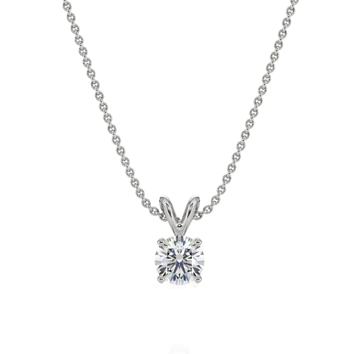 14k Real Gold Round VS/SI DEF Lab Grown Diamond Solitaire 18 Necklace (0.25 Carat Total Weight, Yellow Gold)