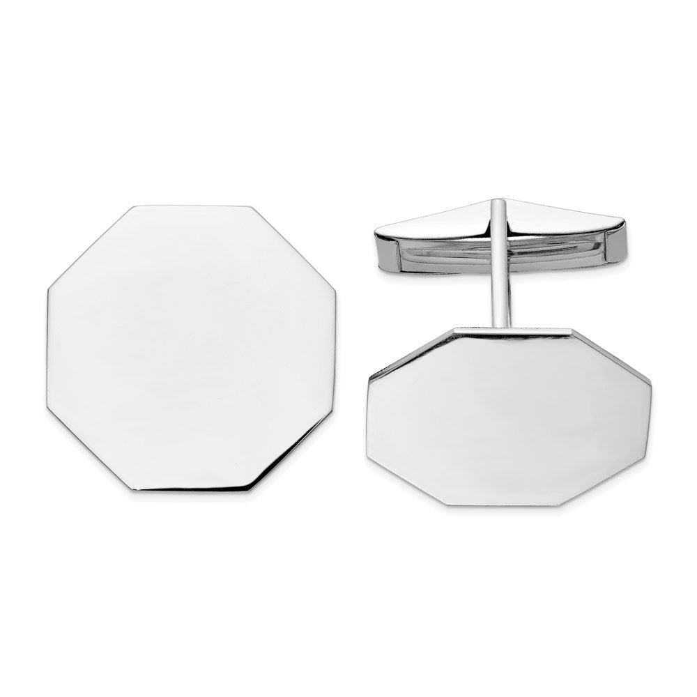 14k Real Gold WG Men's Octagonal Cuff Links