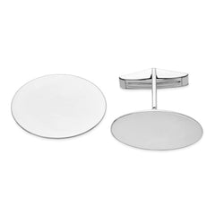 14k Real Gold WG Men's Oval Cuff Links